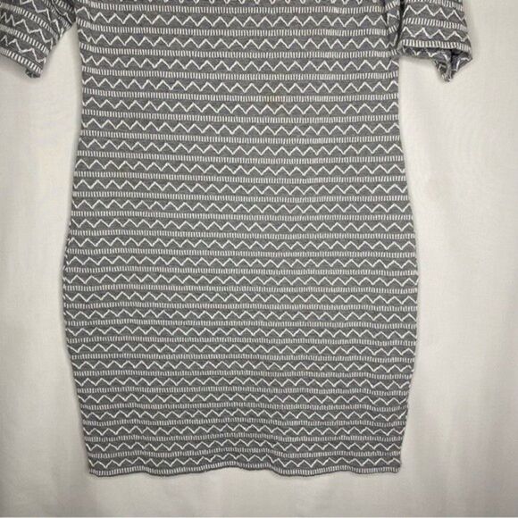 Xhiliration Black White Chevron Stretch Bodycon Short Sleeve Textured Dress L - Picture 4 of 9
